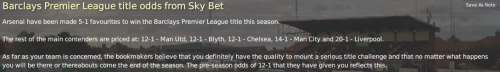 11 premier league title odds