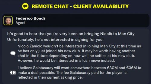 Nicolo Zaniolo Agent Demand to Man City at the Save Start