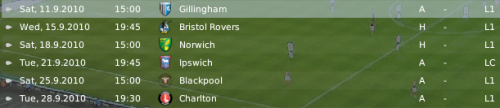 12 notts co fixtures september 2010