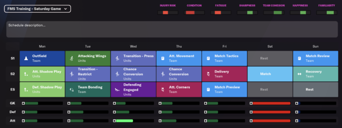 FM22 Training Schedule