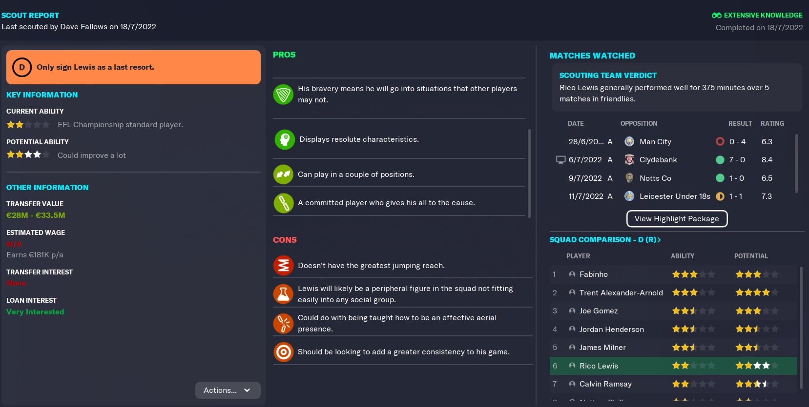 Rico Lewis FM 23 Wonderkid Liverpool scout report in 2022