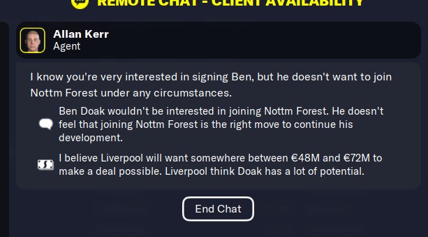 Ben Doak Agent Demand to Nottm Forest at the Save Start