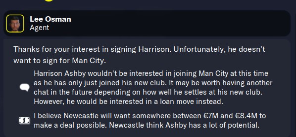 Harrison Ashby Agent Demand to Man City at the Save Start
