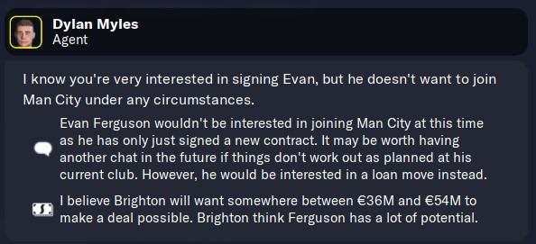 Evan Ferguson Agent Demand to Man City at the Save Start