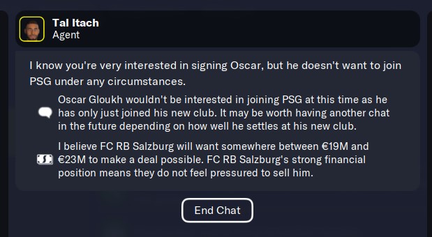 Oscar Gloukh Agent Demand to PSG at the Save Start