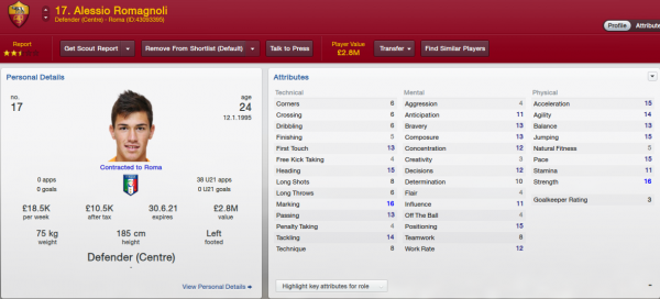 alessio romagnoli fm 2013 future profile