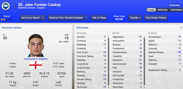 fm13 player profile, foster-caskey, 2012 profile