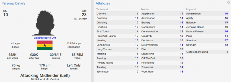 FM 2014 Andre Ayew initial profile