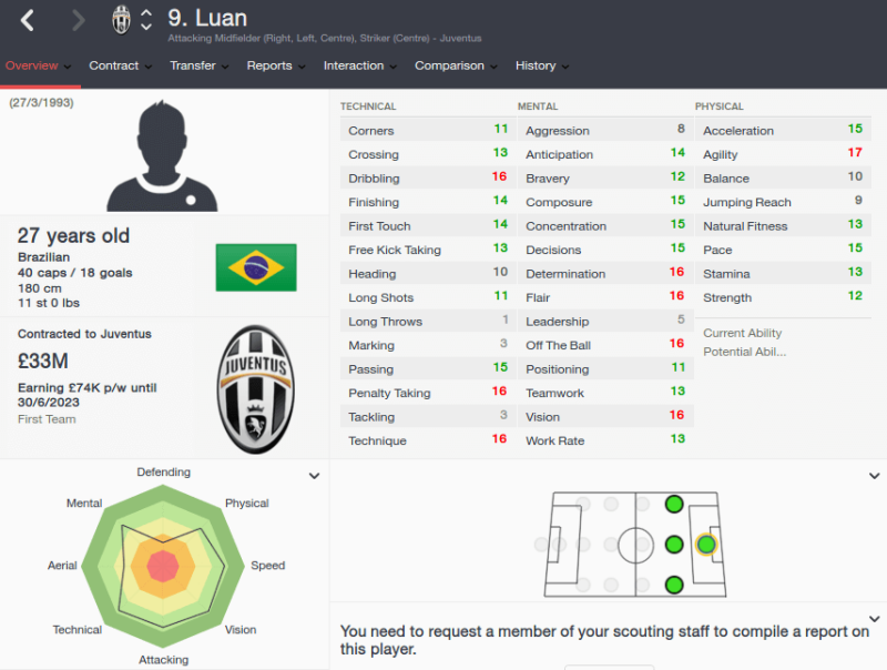 FM16 player profile, Luan, 2021 profile