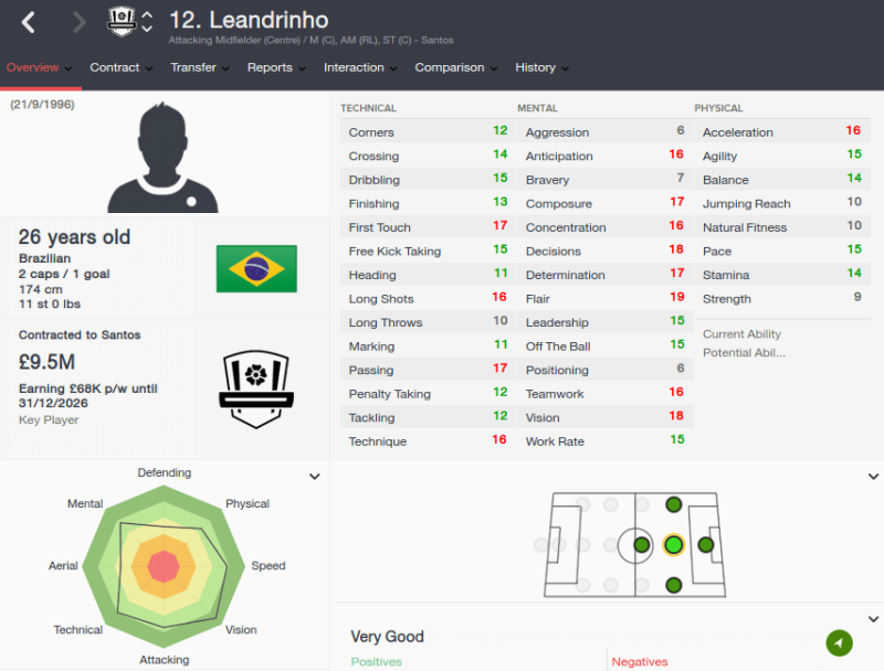 FM16 player profile, Leandrinho, 2023 profile